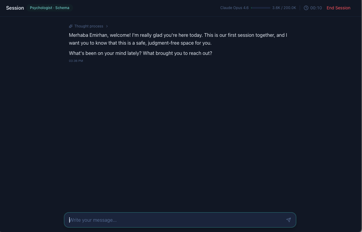 AI terapi seans ekranı